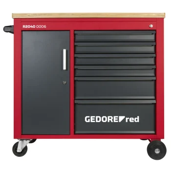 Įrankių vežimėlis GEDORE red MECHANIC PLUS su 6 stalčiais, juodas / raudonas