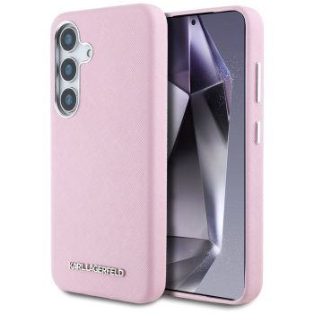 Karl Lagerfeld Saffiano MagSafe Case for Samsung Galaxy S25, Pink
