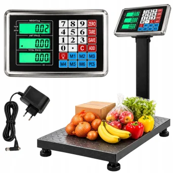 Elektroninės platforminės svarstyklės 200 kg, 40 x 30 cm su stovu ir taros funkcija