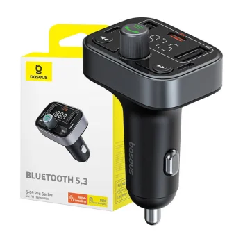 FM siųstuvas Baseus S-09 Pro, Bluetooth 5.3 (juodas)