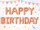 Folinių balionų girlianda Happy Birthday, 13 vnt., rožinė
