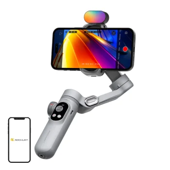 Aochuan Smart X Pro trijų ašių stabilizatorius su RGB apšvietimu, pilkas