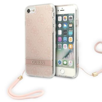 Guess iPhone SE 2022 / SE 2020 / 7 / 8 Case 4G Print Strap Pink