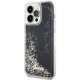 Guess dėklas iPhone 14 Pro Max telefonui Liquid Glitter Marble, juodas