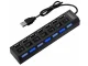 USB šakotuvas 7x USB 2.0 su atskirais jungikliais, juodas