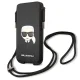 Karl Lagerfeld Ikonik Saffiano Karl\'s Head telefono rankinė, juoda