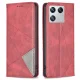 Xiaomi 13 geometrinio rašto odinis dėklas su stovu, raudonas