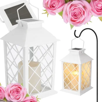 Decorative LED Lantern with Candle, 28 x 14 x 14 cm, White