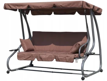 MultiGarden 3-Seater 2-in-1 Garden Swing with Cushions, Brown