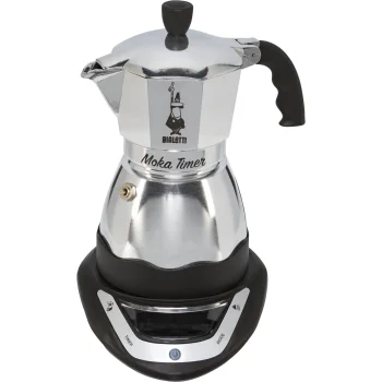 Bialetti Moka Timer 3-Cup Electric Espresso Maker Silver/Black