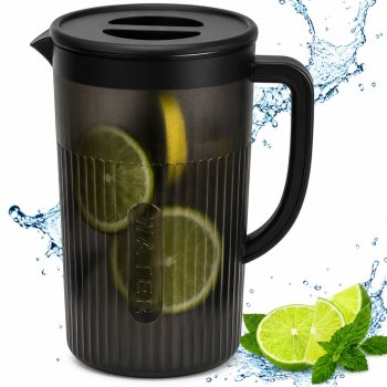 Plastic Pitcher with Lid 3L, Black