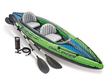 Pripučiama dvivietė baidarė Intex Challenger K2 351x76x38 cm, žalia