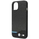 BMW dėklas iPhone 14 Plus telefonui Leather Carbon, juodas