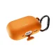 Silikoninis dėklas Puro Icon ausinėms AirPods Pro 3 su karabinu, oranžinis