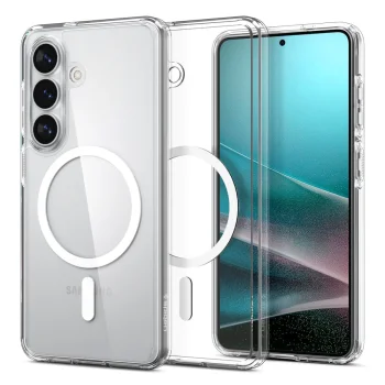 Spigen Ultra Hybrid Mag MagSafe Case for Samsung Galaxy S26, Clear and White