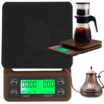 Electronic Kitchen Coffee Scale with Timer 5kg / 0.1g, Brown
