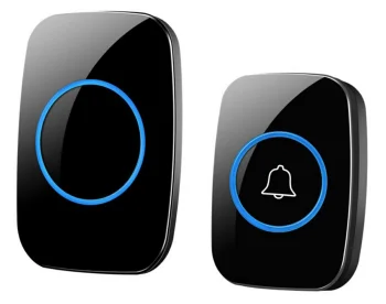 Wireless Door Bell Rington with Built-in Battery, Black