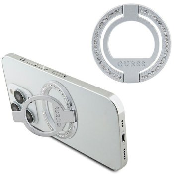 Magneetinis telefono laikiklis Guess MagSafe Ring Stand, sidabrinis