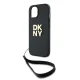 DKNY dėklas iPhone 13 / 14 / 15 su riešo dirželiu, juodas