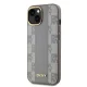 DKNY Leather Checkered Mono Pattern MagSafe dėklas iPhone 14, smėlio spalvos