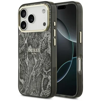 Guess Python Pattern MagSafe dėklas iPhone 17 Pro / 18 Pro, juodas