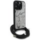 Karl Lagerfeld dėklas iPhone 16 Pro Max su dirželiu Crossbody, pilkas