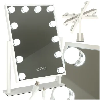 Case 108326 LED kosmetinis makiažo veidrodis su USB, 30x40 cm, baltas
