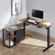Ergo Office ER-450 elektrinis reguliuojamo aukščio stalas su lentynomis, rudas