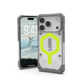 UAG Pathfinder Clear MagSafe dėklas iPhone 17 Pro telefonui, pilkas (Neon Gray)