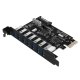 Orico ORICO-PVU3-7U-V1 PCI-E plėtros plokštė, 7x USB 3.0, juoda