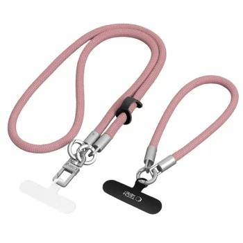 Tech-Protect C10S Crossbody Phone Lanyard (114 cm) + Wrist Strap (31 cm) - Pink Titanium