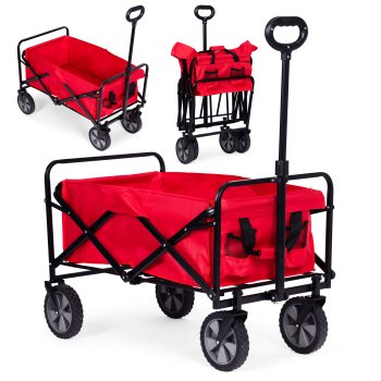Sulankstomas sodo ir paplūdimio vežimėlis MultiGarden 100 kg, 85x47 cm, raudonas