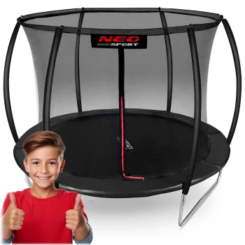 Neo-Sport sodo batutas 312 cm (10ft) su vidiniu tinklu ir kopėtėlėmis, juodas