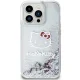 Hello Kitty dėklas iPhone 15 Pro telefonui Liquid Glitter Charms, sidabrinis