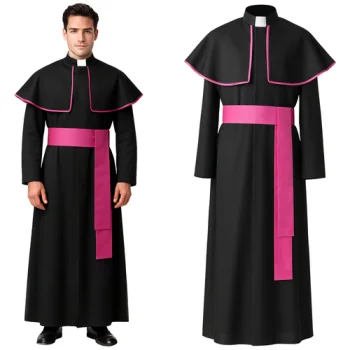 Ruhhy Vyskupo kostiumas XL/XXL, juodas/rožinis
