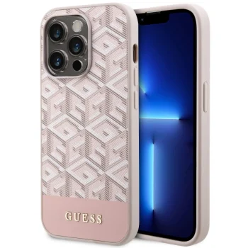 Guess iPhone 14 Pro Case GCube Stripes MagSafe, Pink