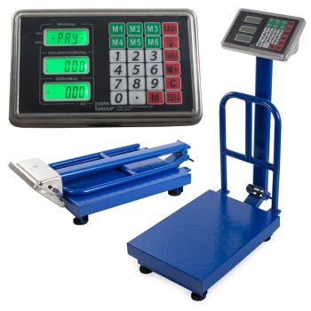 Elektroninės platforminės svarstyklės Case 131232 su atlošu, 300kg, mėlynos