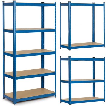 Humberg 4848 Metal Storage Shelving Unit, 180 x 90 x 40 cm, Blue