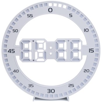 Elektroninis LED laikrodis su žadintuvu ir termometru, balta