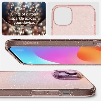 Spigen iPhone 15 Plus Case Liquid Crystal Glitter, Pink/Clear