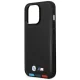 BMW Leather Stamp Tricolor dėklas, skirtas Apple iPhone 14 Pro, juodas