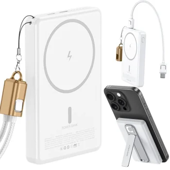 Magnetinė išorinė baterija 5000mAh su belaidžiu įkrovimu 20W QC 3.0