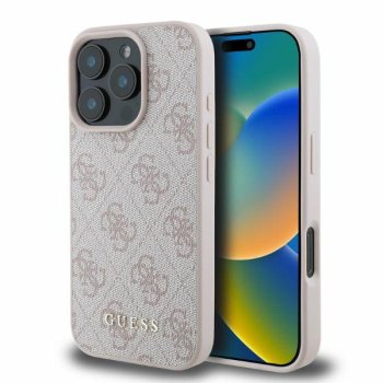 Guess 4G Classic dėklas, skirtas Apple iPhone 16 Pro, rožinis
