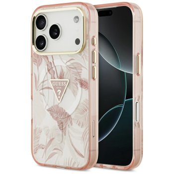 Guess Jungle Tonal Triangle MagSafe Phone Case Cover iPhone 17 Pro - pink
