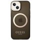 Guess dėklas iPhone 14 Plus juodas Gold Outline Translucent MagSafe