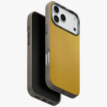 Uniq Lyden DS Magclick dėklas iPhone 17 Pro Max telefonui, geltonas/pilkas