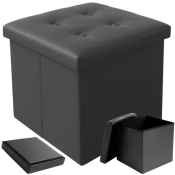 Folding Pouf with Storage Ruhhy 25780, Grey
