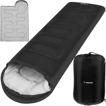 Trizand 21084 2-in-1 Camping Sleeping Bag, Black/Grey