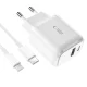 Tech-Protect C20W įkroviklis USB-C PD 20W / USB-A QC 3.0 ir laidas Lightning - baltas