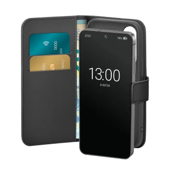 Puro Samsung Galaxy S25+ atverčiamasis dėklas-piniginė, juodas